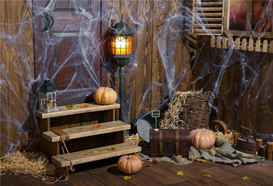 Wooden Magic Spider Web Halloween Backdrop