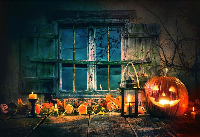 Wood Window Halloween Backdrop