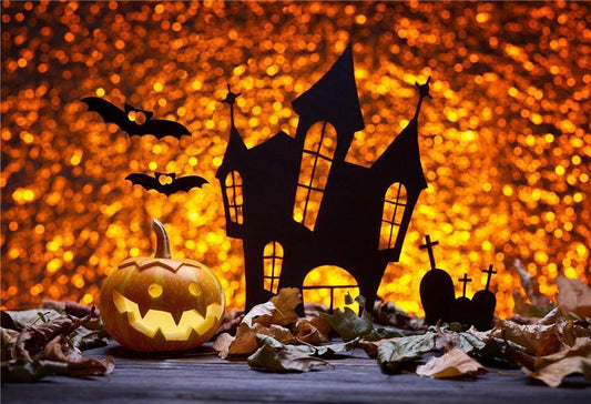 Golden Shiny Castle Halloween Backdrop