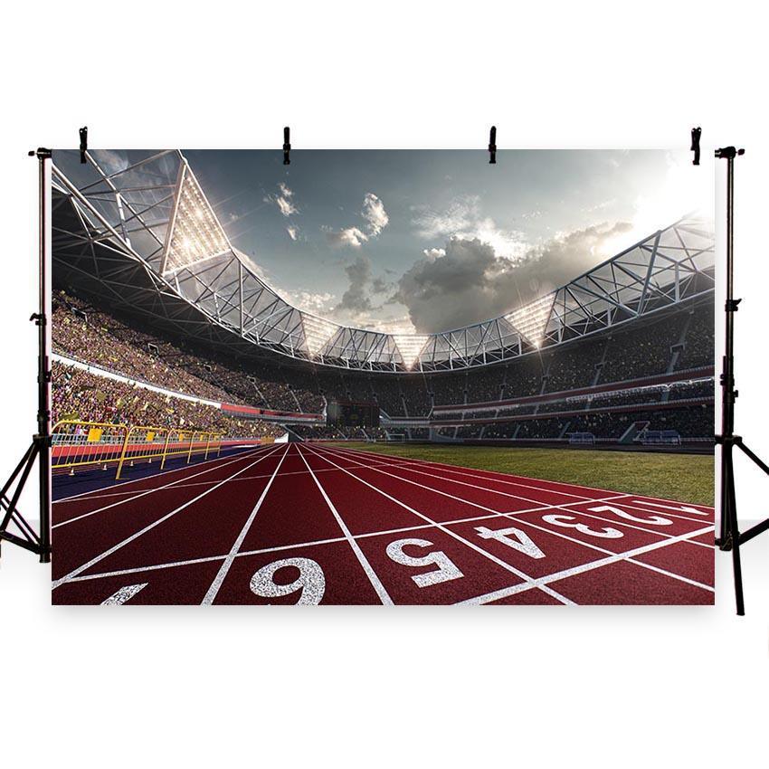 Buy Stadium Plastic Track Backdrop Football Field Photography ...