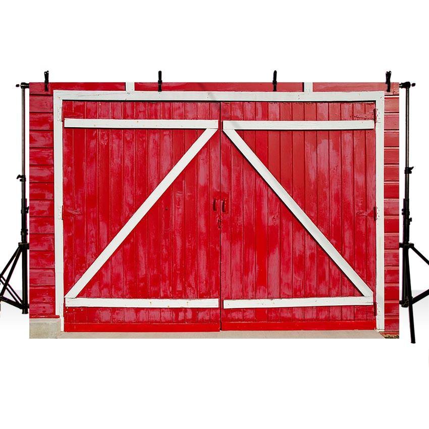 Symmetrical Red Wood Door Backdrops for Party Photography Background