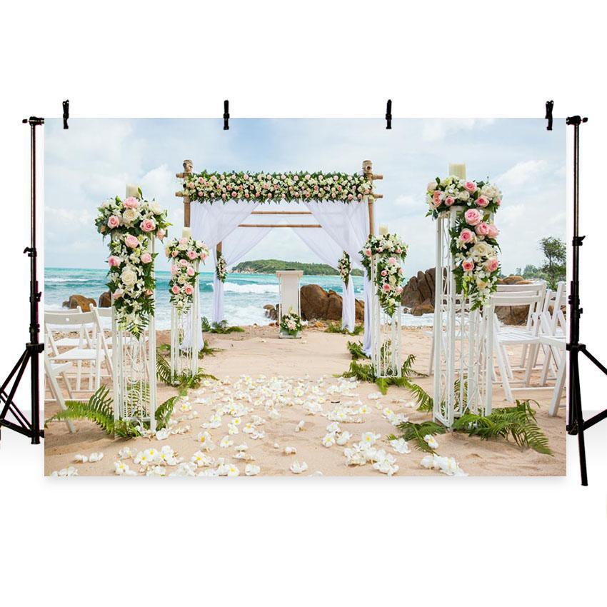 Seaside Beautiful Scenery Backdrop for Weeding Photography Background