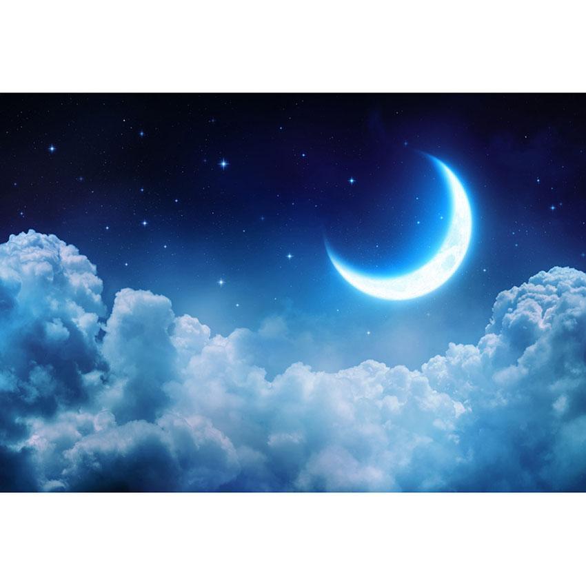 Bright Moon Clouds Backdrop Blue Photograph Background