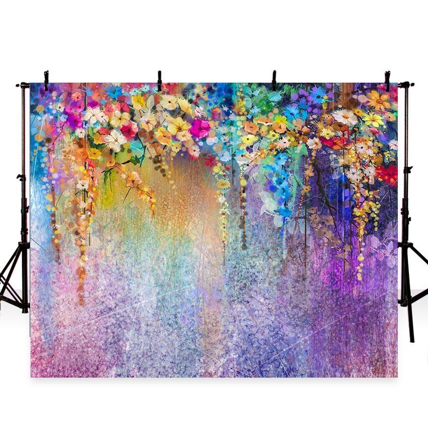 Flower Showy Colorful Flowers Backdrop Watercolor Wall Photography Background