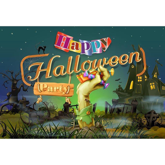 Night Castle Backdrop Halloween Party Photography Background