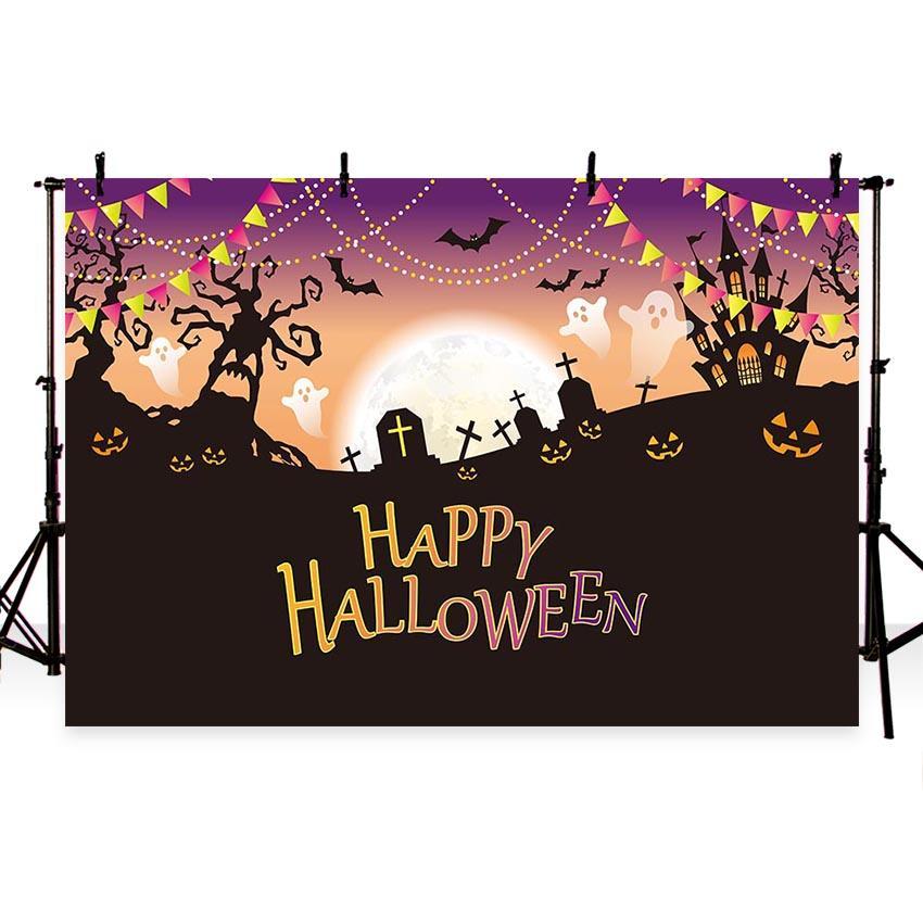 Night Bright Moon Backdrop Halloween Party Photography Background