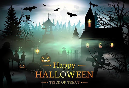Horror Magic Castle Pumpkin Backdrop Happy Halloween Party Photography Background