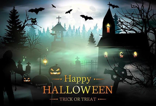 Horror Magic Castle Pumpkin Backdrop Happy Halloween Party Photography Background