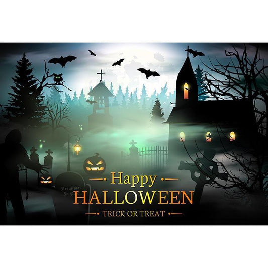 Horror Magic Castle Pumpkin Backdrop Happy Halloween Party Photography Background