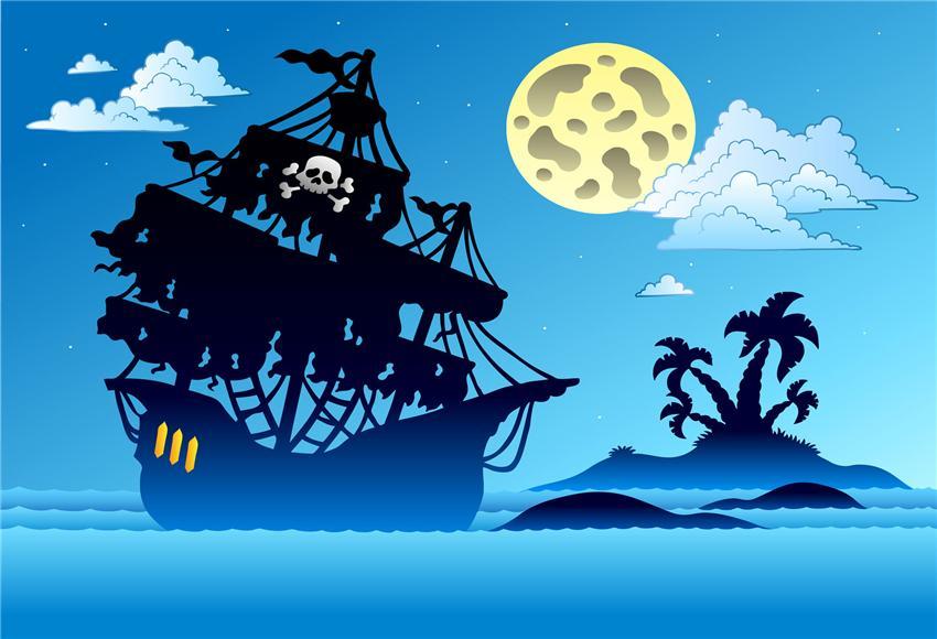 Cartoon Pirate Birthday Baby Show Photo Backdrop for Picture