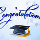 Blue Congratulations Bachelor Cap Graduation Backdrop for Students