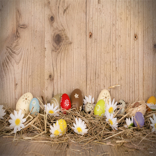 Brown Wooden Straw Eggs Photography Backdrops
