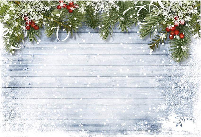 Wood Wall White Snowflake Christmas Photography Backdrop