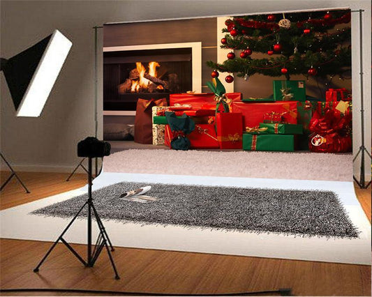 Red Christmas Gift Photo Studio Backdrop