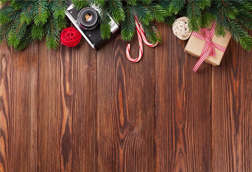 Brown Wood Wall Christmas Photo Studio Backdrop