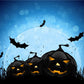 Black Pumpkin Bats Halloween Backdrop