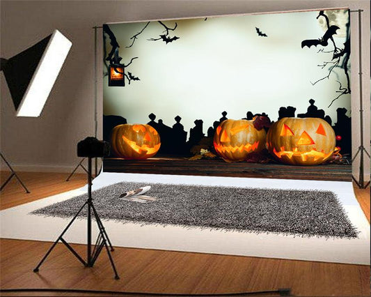 Pumpkin Light Halloween Backdrop for Picture