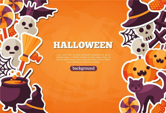 Orange Cartoon Halloween Backdrops