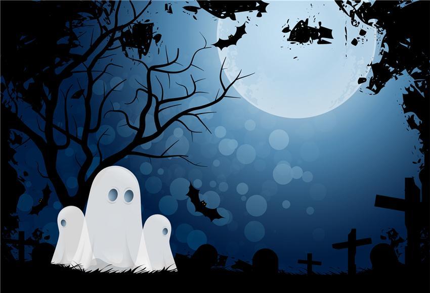 Bright Moon Halloween Ghost Backdrops