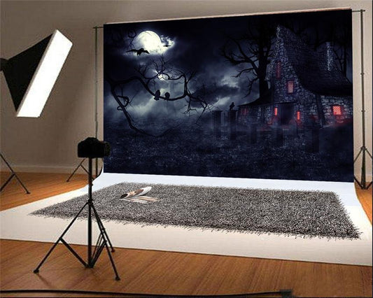 Brick Castle Halloween Backdrop Bats Photography