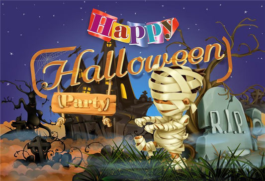 Happy Halloween Backdrop Party R.I.P. Photo Booth Background