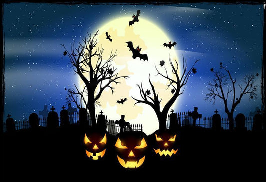 Halloween Photo Studio Backdrop Bright Moon Blue Sky for Photos