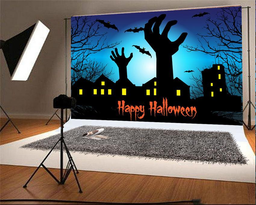 Happy Halloween Photography Backdrop Black Bats Background