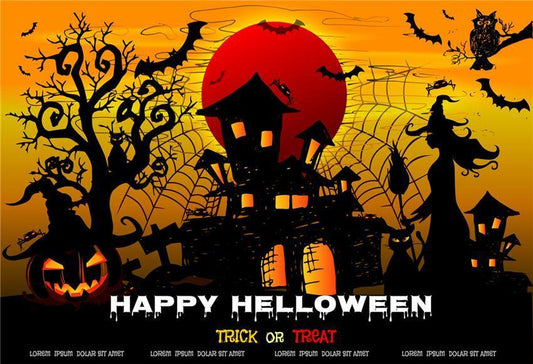 Trick or Treat Spider Web Halloween Backdrop