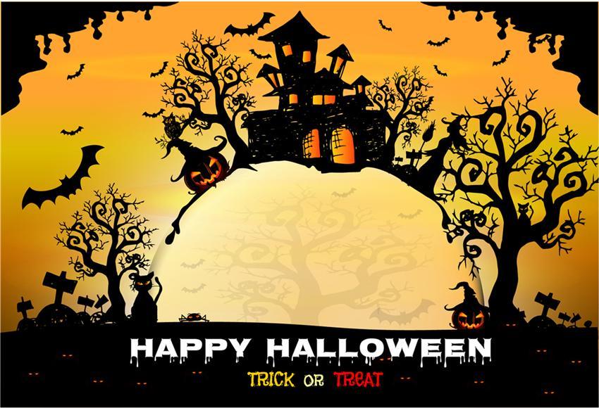 Yellow Halloween Branches Photo Backdrops