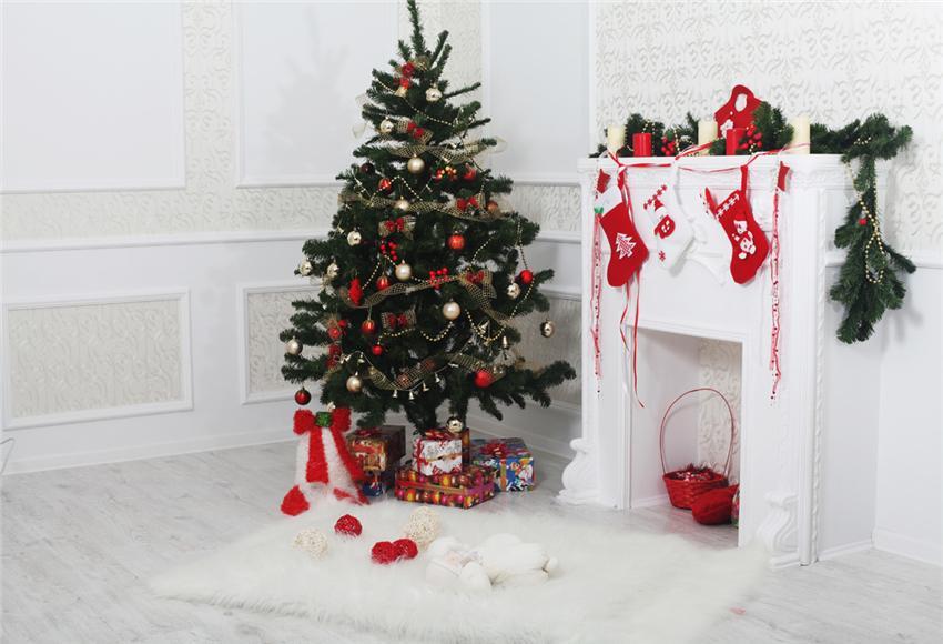 White Christmas Socks Photo Backdrops