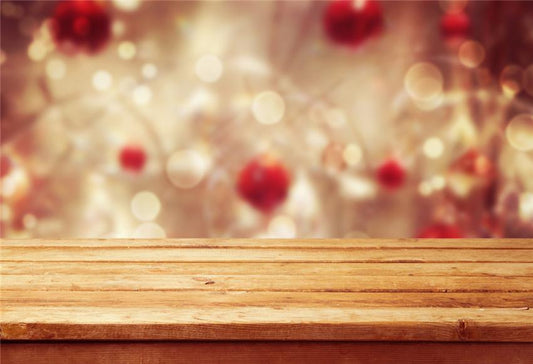 Bokeh Wood Floor Christmas Backdrops