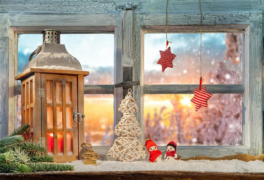Christmas Wood Window Winter Backdrop