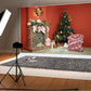 Red Christmas Brick Fireplace Photo Studio Backdrop