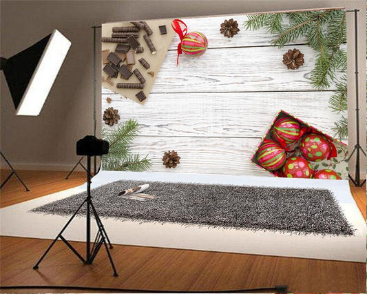White Wood Wall Christmas Photo Backdrop