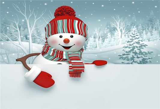 Christmas Snowman Winter Backdrop