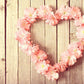 Pink Flower Heart  On Wood Floor Backdrop For Mother 's Day Photography