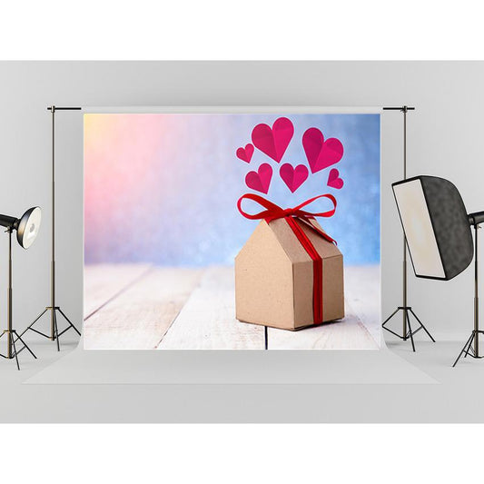 Red Heart Delicate Gift Backdrop For Mother's Day Photography Background