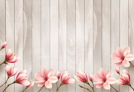 Wood Floor With Flower Decoration Backdrop For Photography