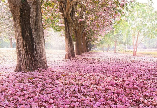 Beautiful Pink Flowers Road Backdrop For Celebrate Mother's Day