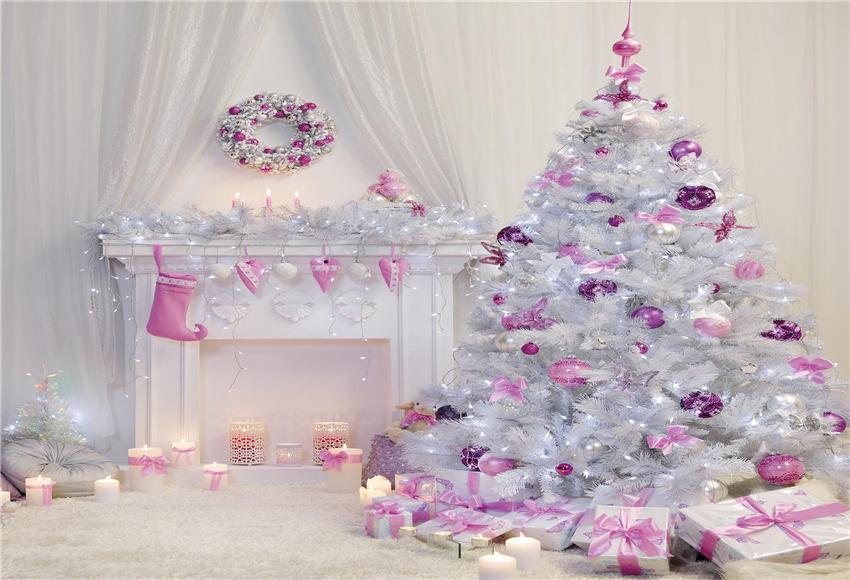 Pink Glitter Christmas Tree Photo Backdrops for Party