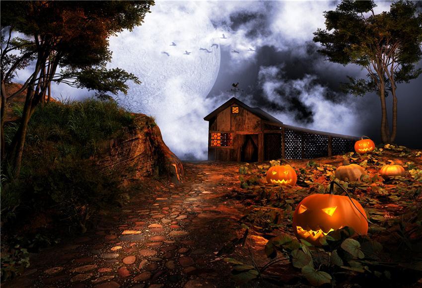 Rustic Barn Halloween Photo Studio Backdrops