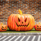 Halloween Brick Wall Big Pumpkin Photography Prop Backdrops