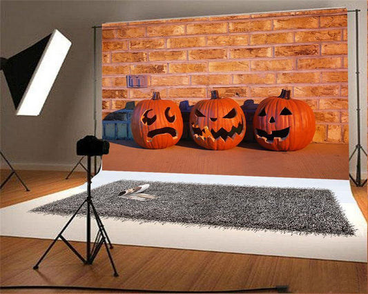 Pumpkin Sculpture Halloween Backdrop