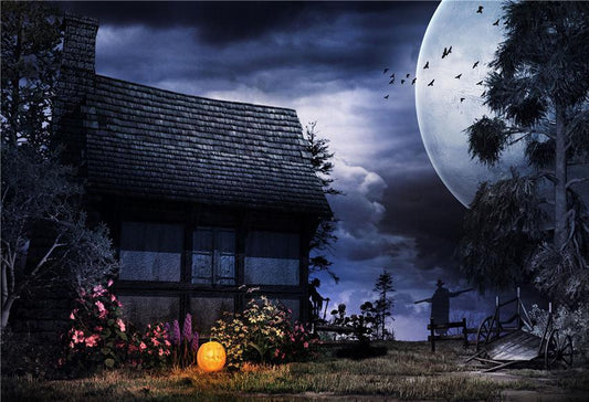 Terrible of Halloween Night Backdrop Dark Cloud Photos