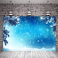 Christmas White Snowflake Glitter Blue Backdrop for Photography Prop