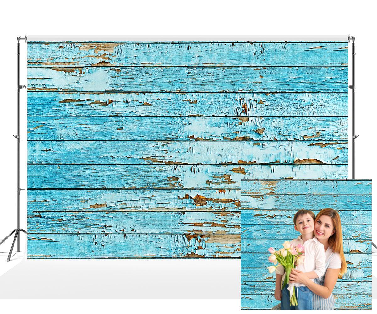 Vintage Blue Wood Photography Backdrop Newborn Backdrop for Photo Studio HJ06786