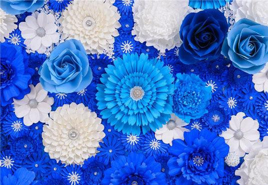 Blue and White Flower Wedding Backdrops for Birthday Background