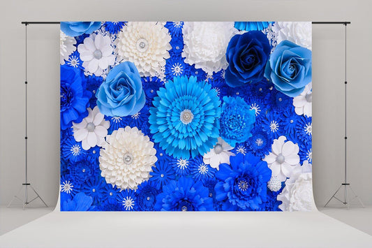 Blue and White Flower Wedding Backdrops for Birthday Background