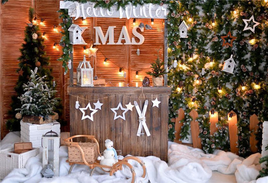 Fence XMAS Christmas Backdrops