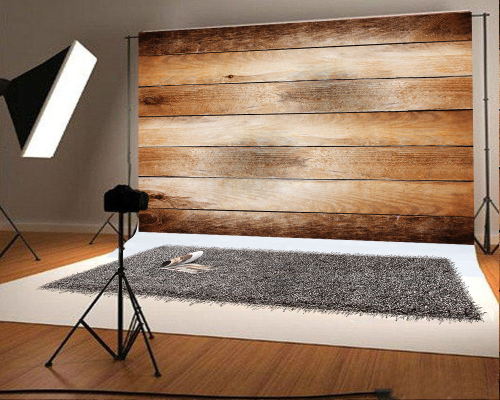 Brown Gradient Wood Wall Photo Studio Backdrop